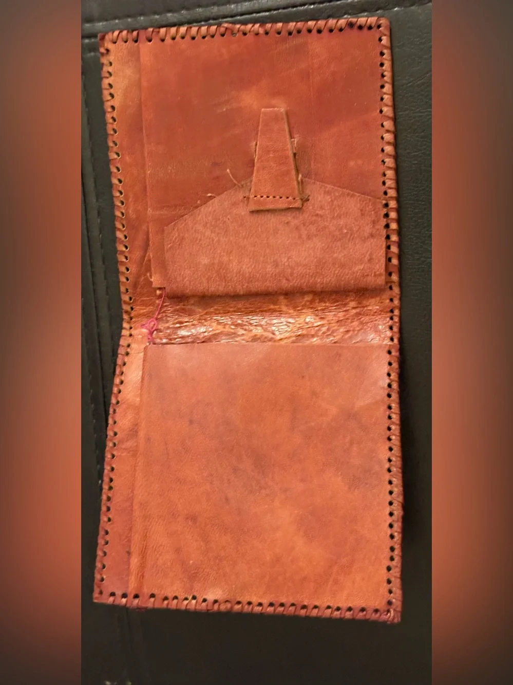 Vintage Handcrafted Shantiniketan Leather Envelope Clutch Purse Set